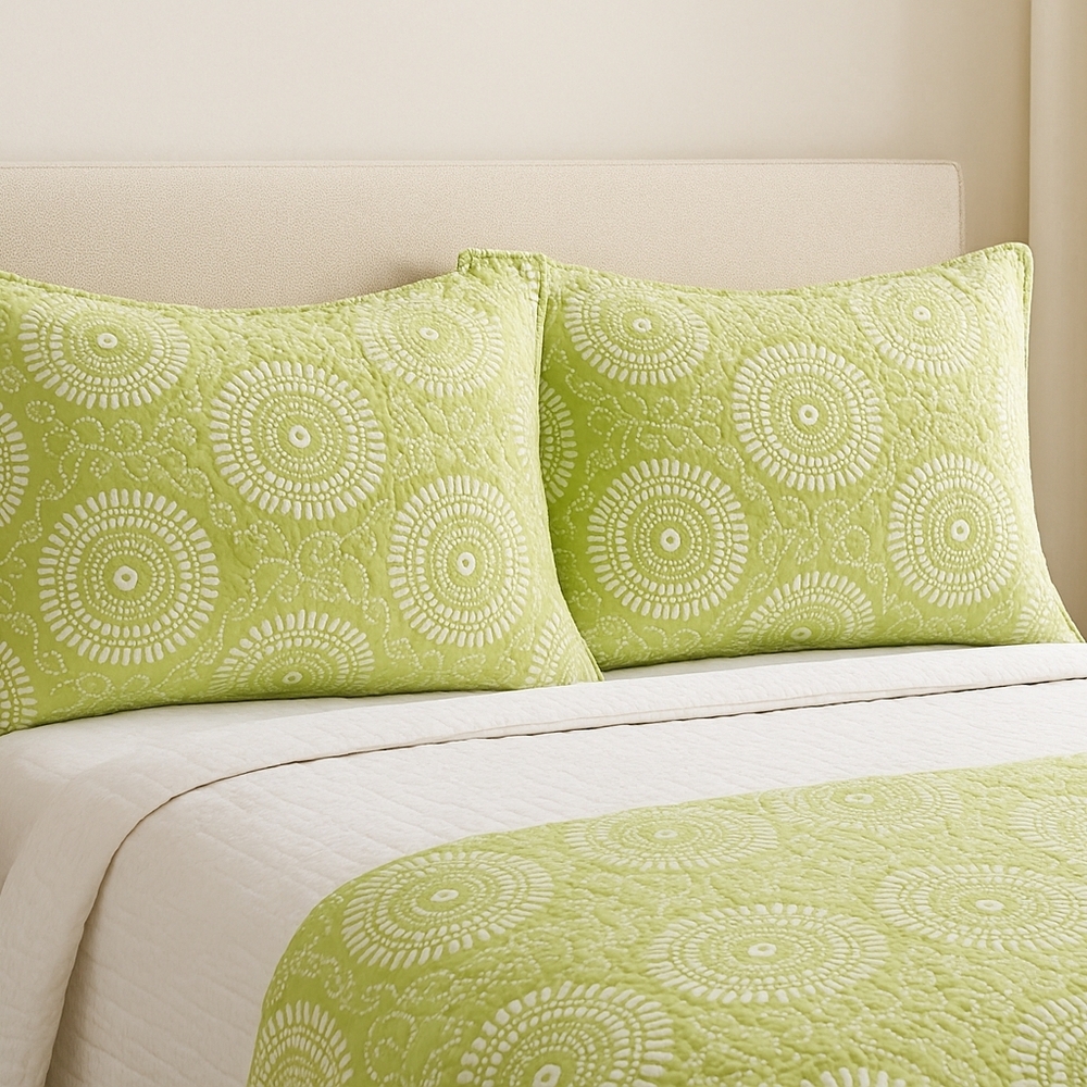 Pine Cone Hill Botanical Green Quilted Cotton Standard Pillow Shams Set of 2